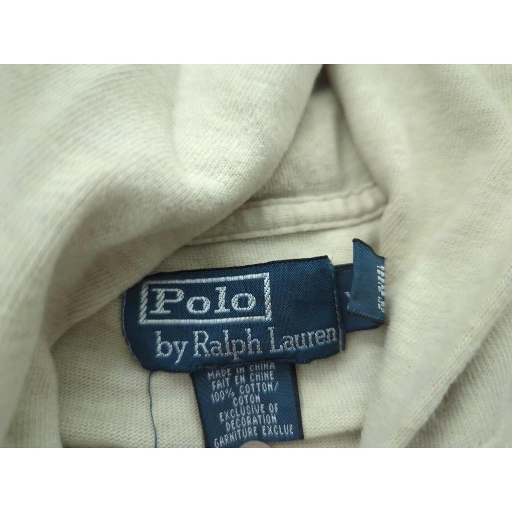 Polo by Ralph Lauren Hoodie Mens XXL Beige Pullover Long Sleeve Elbow Patch - Picture 6 of 11